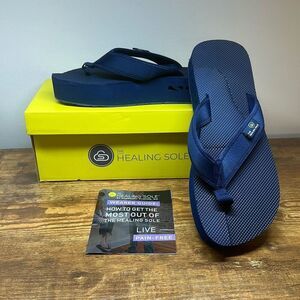 The Healing Sole Sandals Mens 10.5 Navy Comfort Flip Flop Plantar Slip On Origin